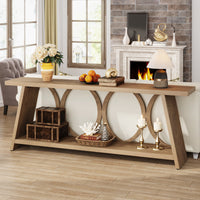 70.9" Console Table, Farmhouse Sofa Table Hallway Accent Table with 2 Tier Shelf