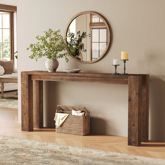70.9" Console Table, Solid Wood Long Sofa Table for Entryway