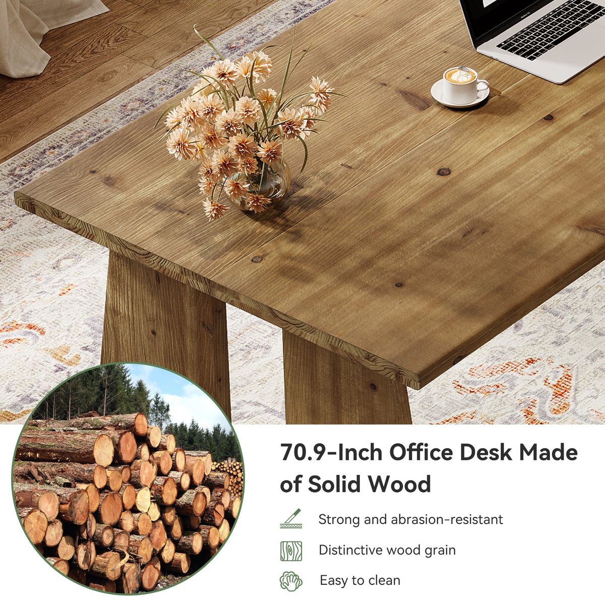 70.9" Executive Desk, Wood Office Computer Desk Conference Table