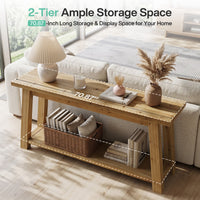 70.9" Solid Wood Console Table, Farmhouse Entryway Table for Living Room