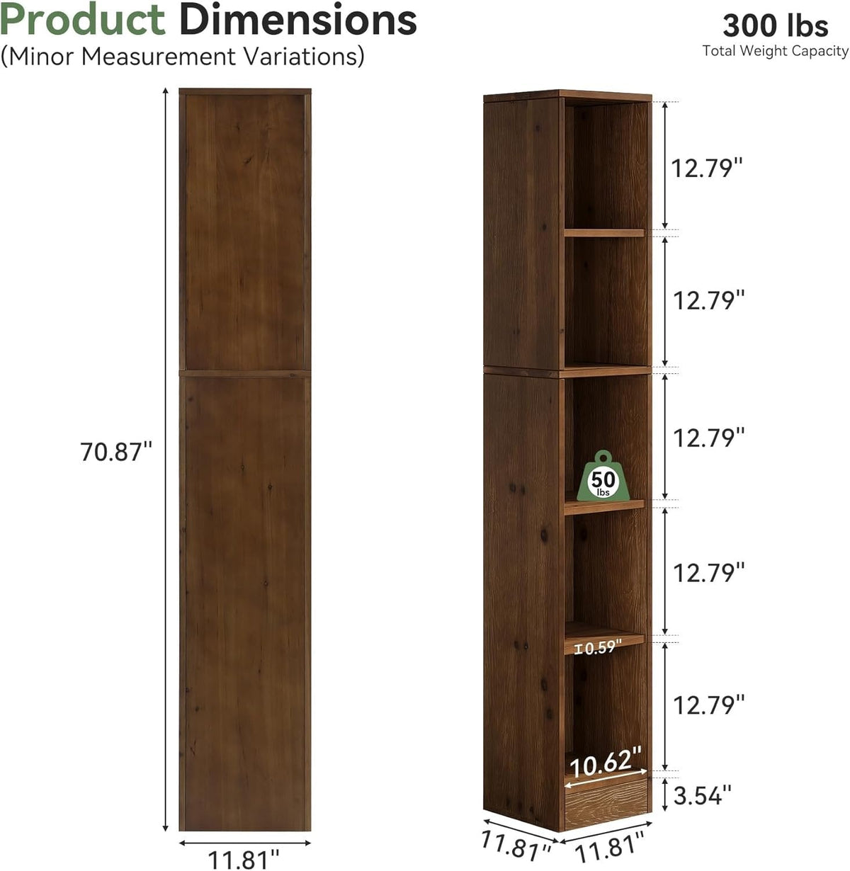 70.9" Tall Bookshelf, 5-Tier Wood Corner Bookcase Display Shelves for Home Office