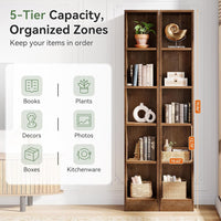 70.9" Tall Bookshelf, 5-Tier Wood Corner Bookcase Display Shelves for Home Office