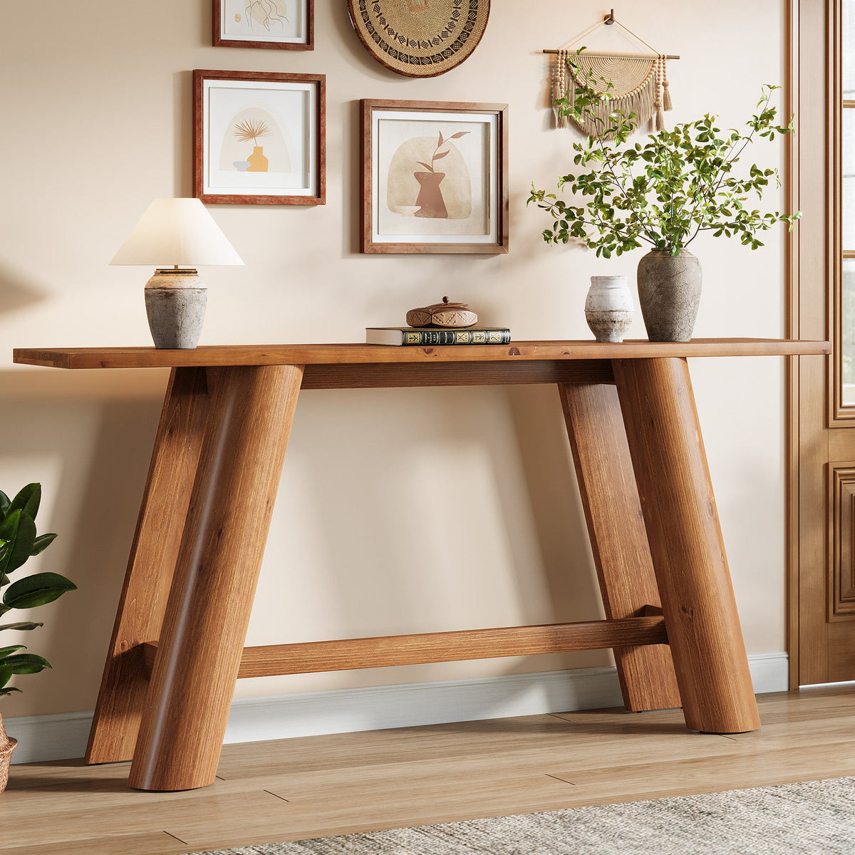 70.9" Wood Console Table, Narrow Sofa Table Behind Couch Entryway Furniture