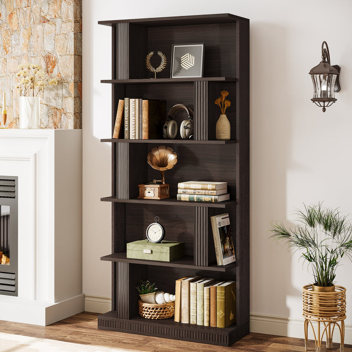 70" Bookshelf, 5-Tier Modern Bookcase with Open Display Shelves