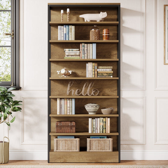 71" Bookshelf, 8-Tier Etagere Bookcase with Open Storage Organizer Shelving