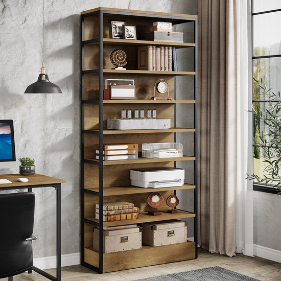 71" Bookshelf, 8-Tier Etagere Bookcase with Open Storage Organizer Shelving
