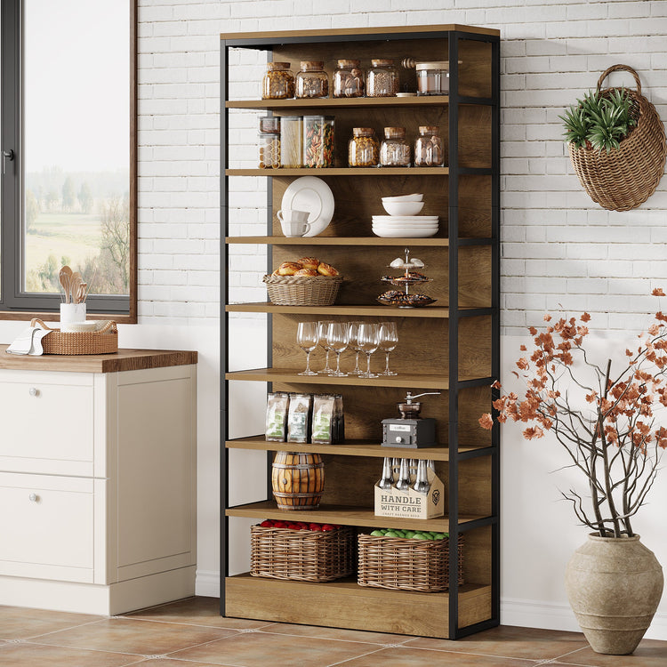 71" Bookshelf, 8-Tier Etagere Bookcase with Open Storage Organizer Shelving