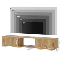 71" Floating TV Stand, Wall Mounted Entertainment Center with Fluted Sliding Door