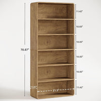 71" Shoe Cabinet, 6-Tier Wooden Vertical Shoe Rack Organizer with Open Shelf