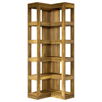 71" Wooden Bookshelf, Corner 6-Tier L-Shaped Shelf Stand with Storage