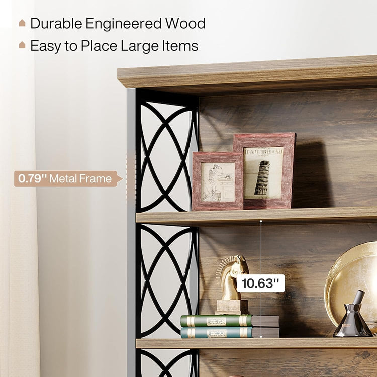 72" Tall Bookshelf, 6-Tier Industrial Etagere Bookcase with Open Storage Shelves