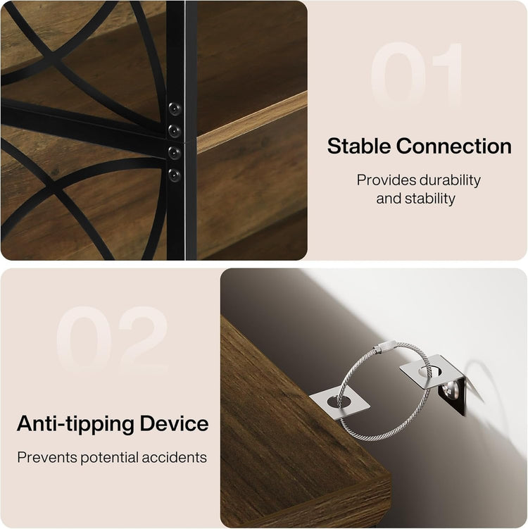 72" Tall Bookshelf, 6-Tier Industrial Etagere Bookcase with Open Storage Shelves