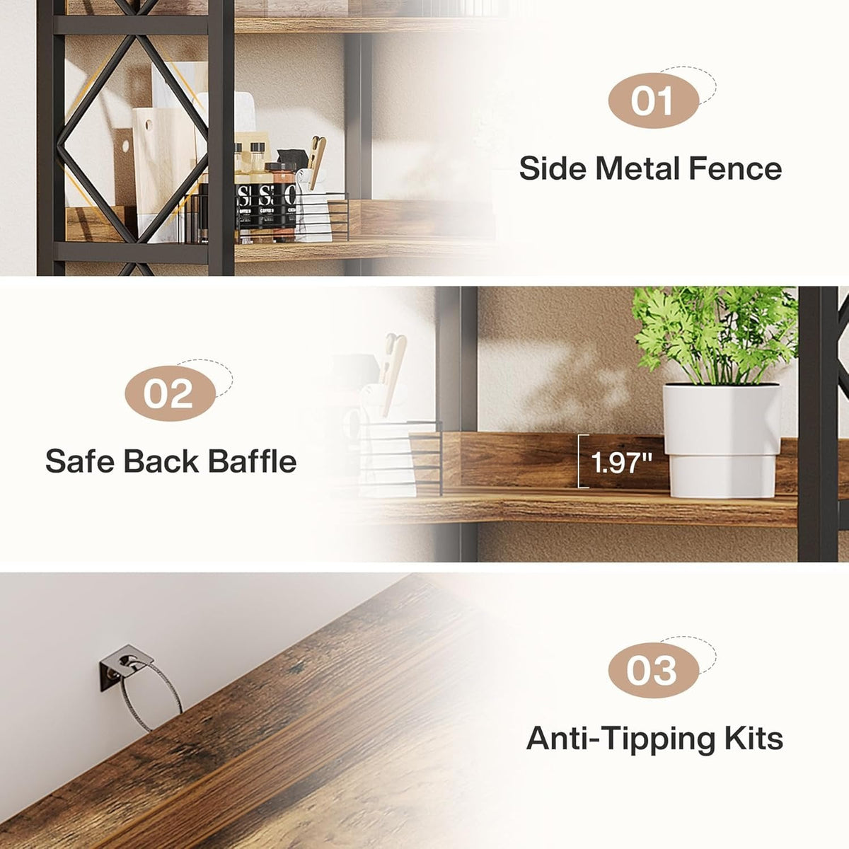 72" Tall Corner Bookshelf, 6-Tier L-Shaped Corner Bookcase with Back Baffle