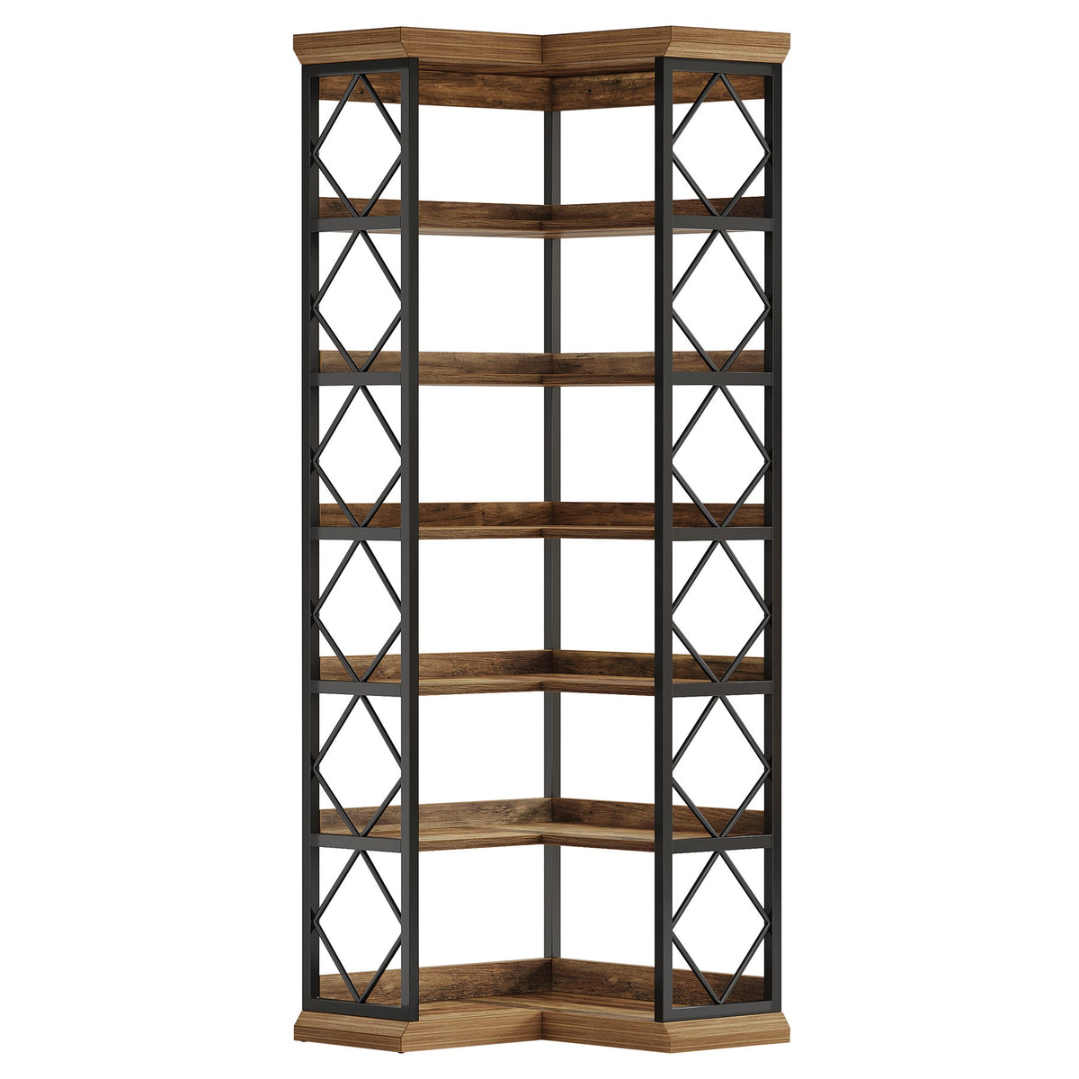 72" Tall Corner Bookshelf, 6-Tier L-Shaped Corner Bookcase with Back Baffle