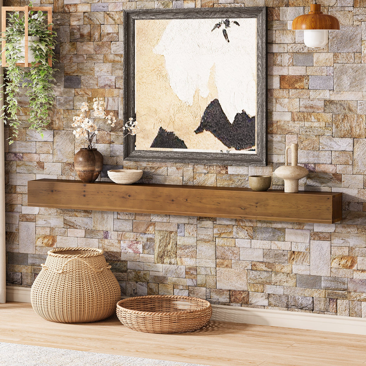 74.8" Fireplace Mantel Shelf, Wall Mounted Floating Shelves Display Shelves