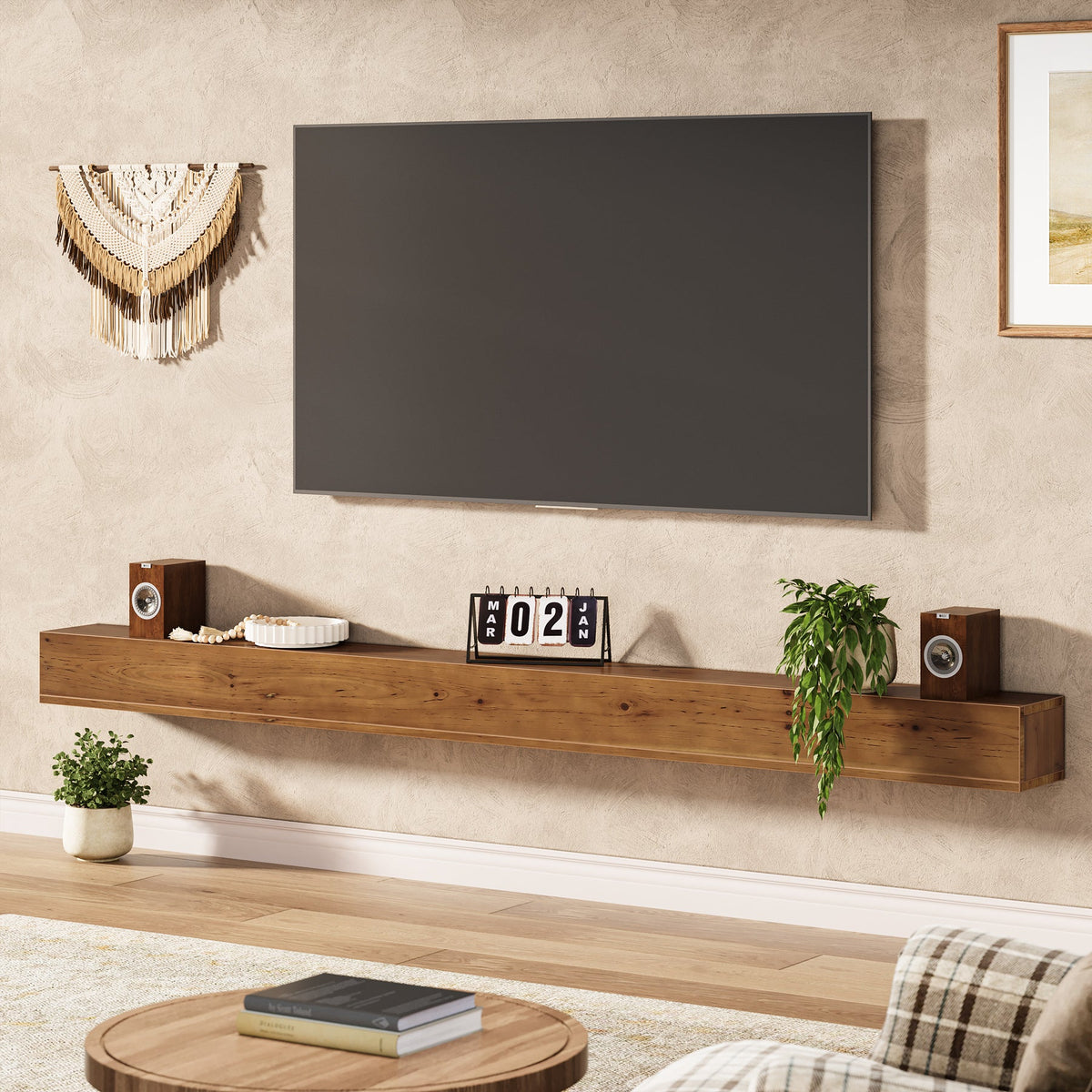 74.8" Fireplace Mantel Shelf, Wall Mounted Floating Shelves Display Shelves
