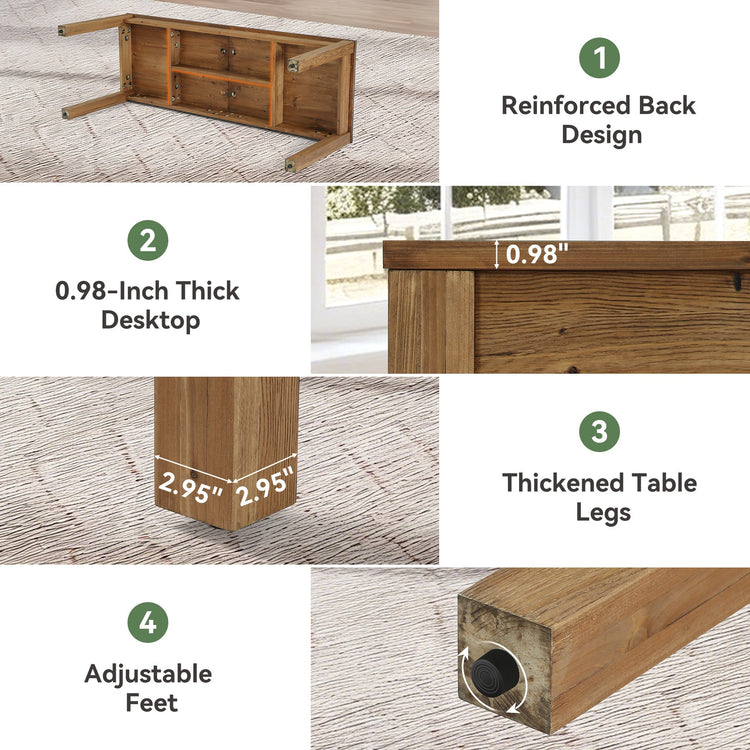 78.7" 2-Person Desk, Solid Wood Double Computer Table Workstation