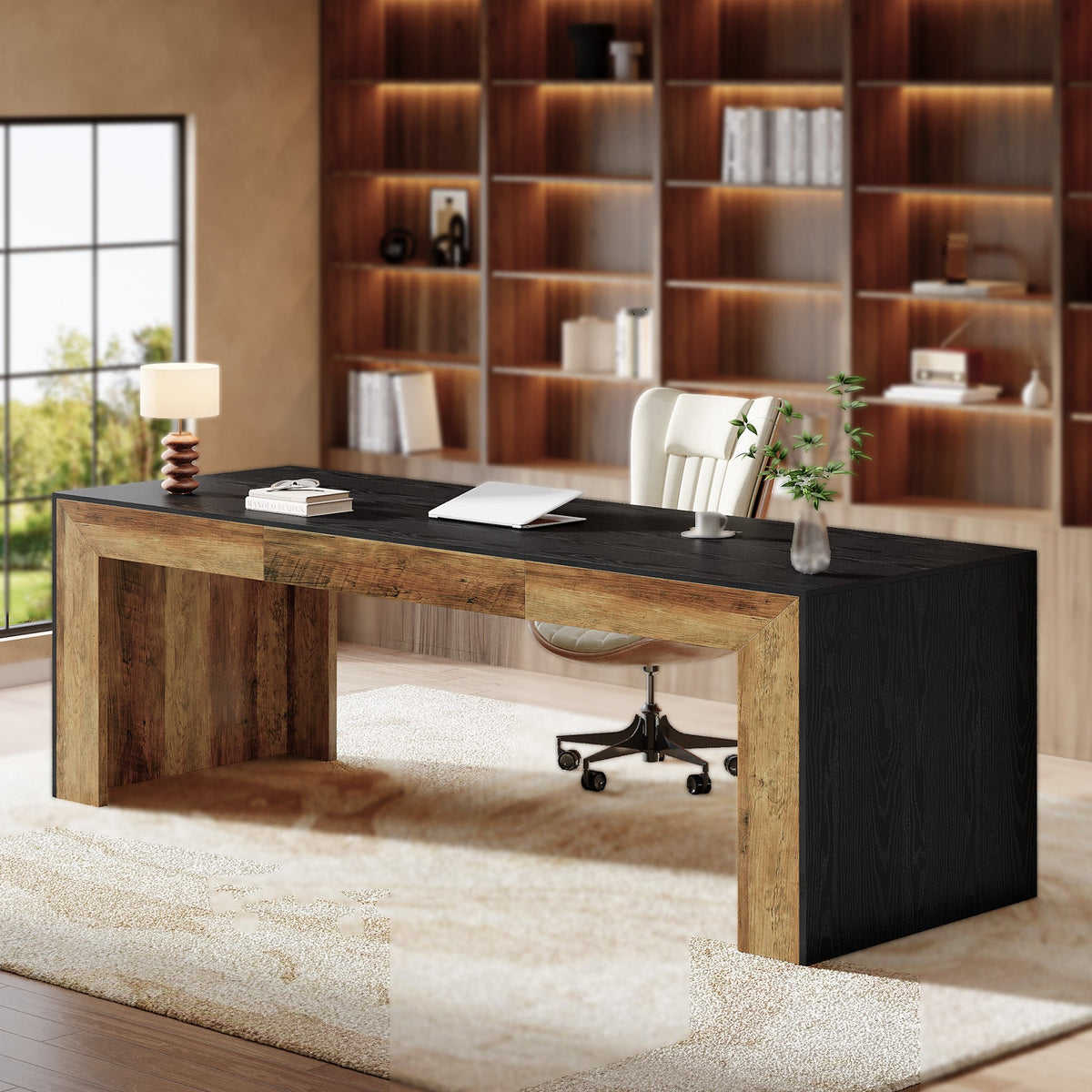 78.7" Computer Desk, Long Two-Person Desk Executive Desk for Home Office