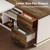 78.7" Executive Desk, Modern L-Shaped Office Desk with 55.1" Storage Cabinet