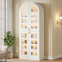 78.7" Shoe Cabinet, 8-Tier Modern Shoes Organizer Rack with Led Lights