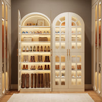78.7" Shoe Cabinet, 8-Tier Modern Shoes Organizer Rack with Led Lights