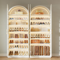 78.7" Shoe Cabinet, 8-Tier Modern Shoes Organizer Rack with Led Lights