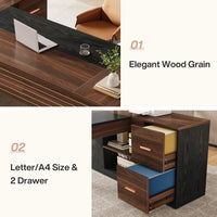 78" L-Shaped Executive Desk, Modern Office Computer Desk with Cabinet and Storage Shelves