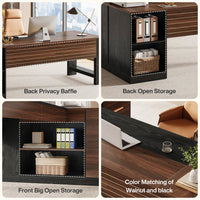 78" L-Shaped Executive Desk, Modern Office Computer Desk with Cabinet and Storage Shelves