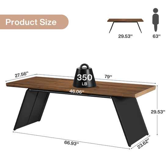 79" Double Desk, Extra Long Computer Desk Heavy Duty Writing & Gaming Table