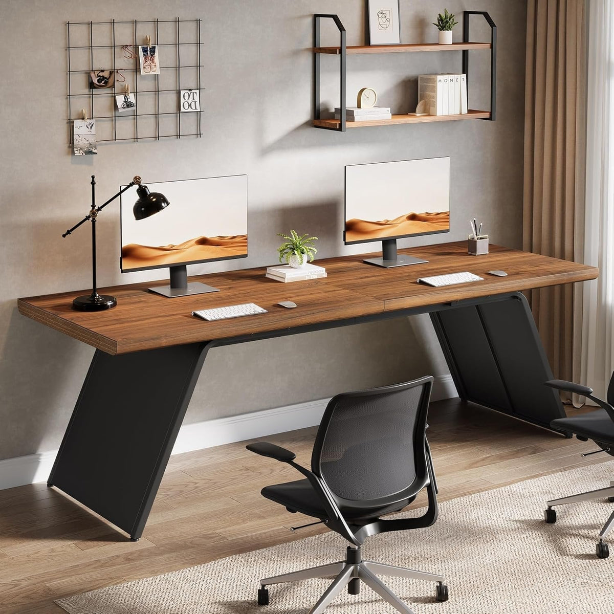 79" Double Desk, Extra Long Computer Desk Heavy Duty Writing & Gaming Table