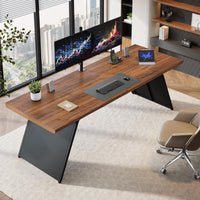 79" Double Desk, Extra Long Computer Desk Heavy Duty Writing & Gaming Table