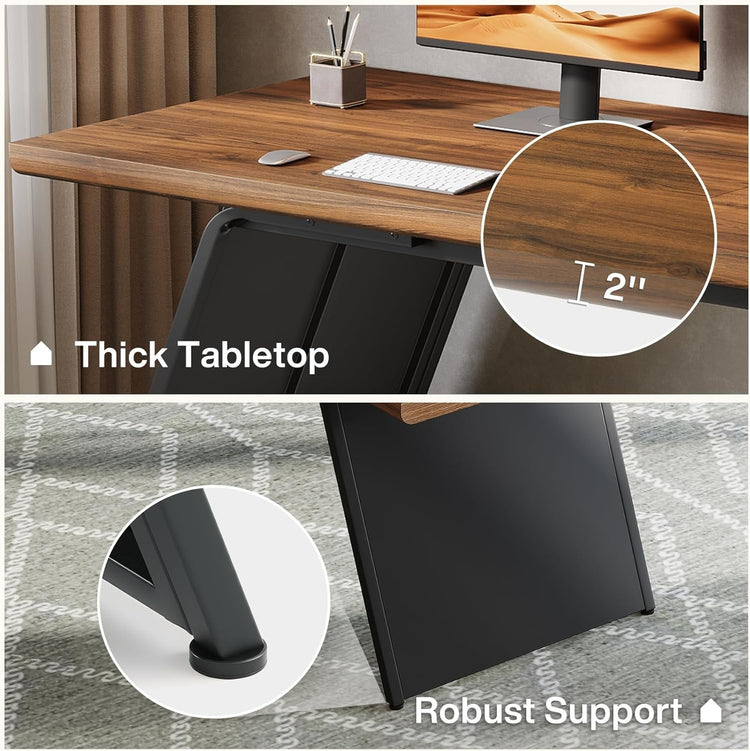 79" Double Desk, Extra Long Computer Desk Heavy Duty Writing & Gaming Table