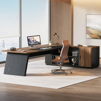 79" Executive Desk, L-Shaped Office Compter Desk with Cabinet for Home Office