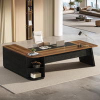 79" Executive Desk, L-Shaped Office Compter Desk with Cabinet for Home Office