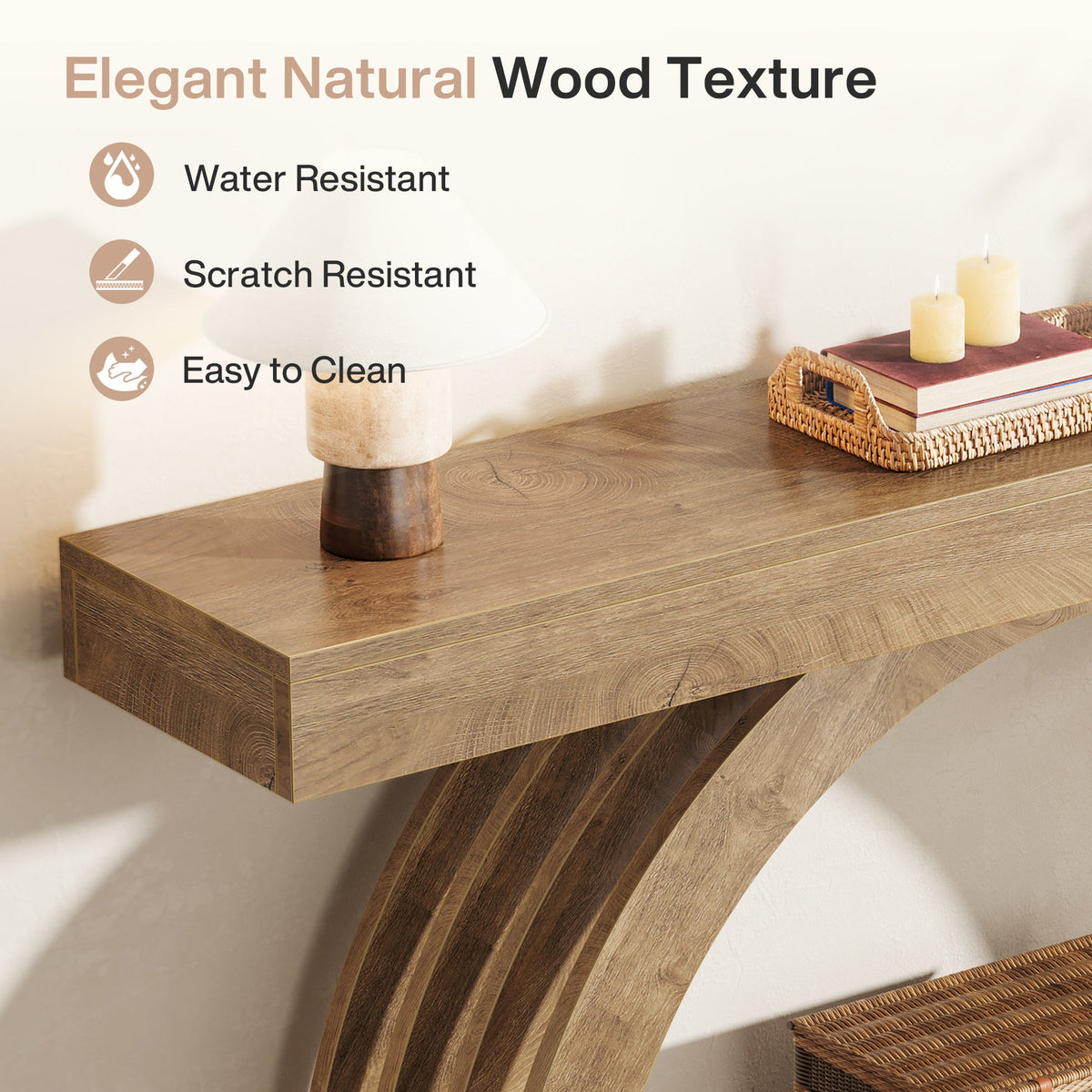 2-Tier Console Table, 63" Unique Arched Sofa Table Behind The Couch