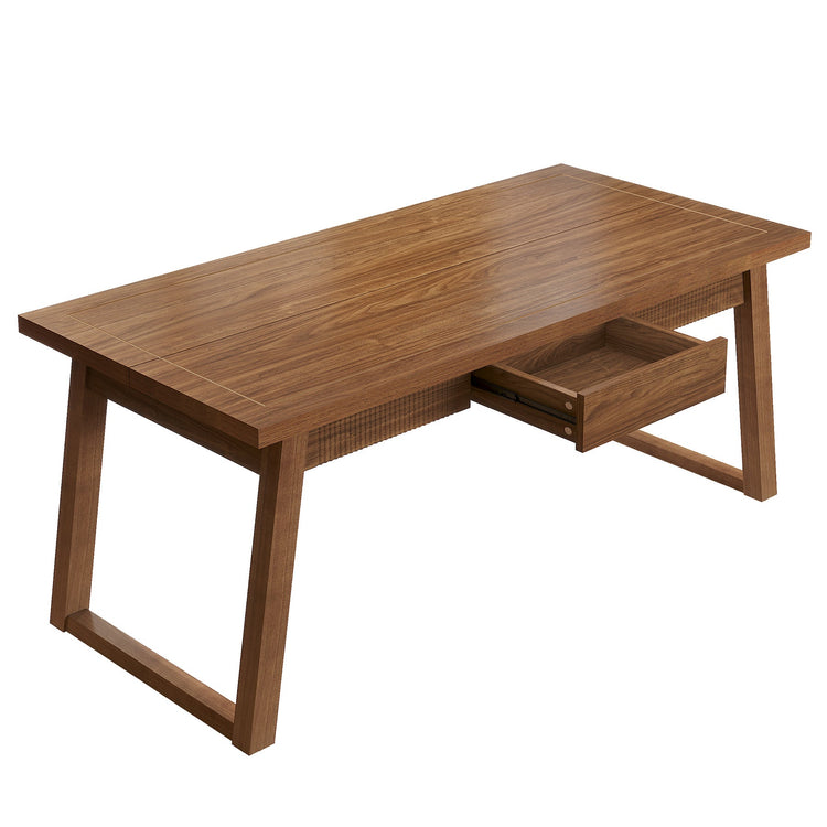 55" Rectangular Dining Table with Drawer & Solid Wood Legs for 4-6