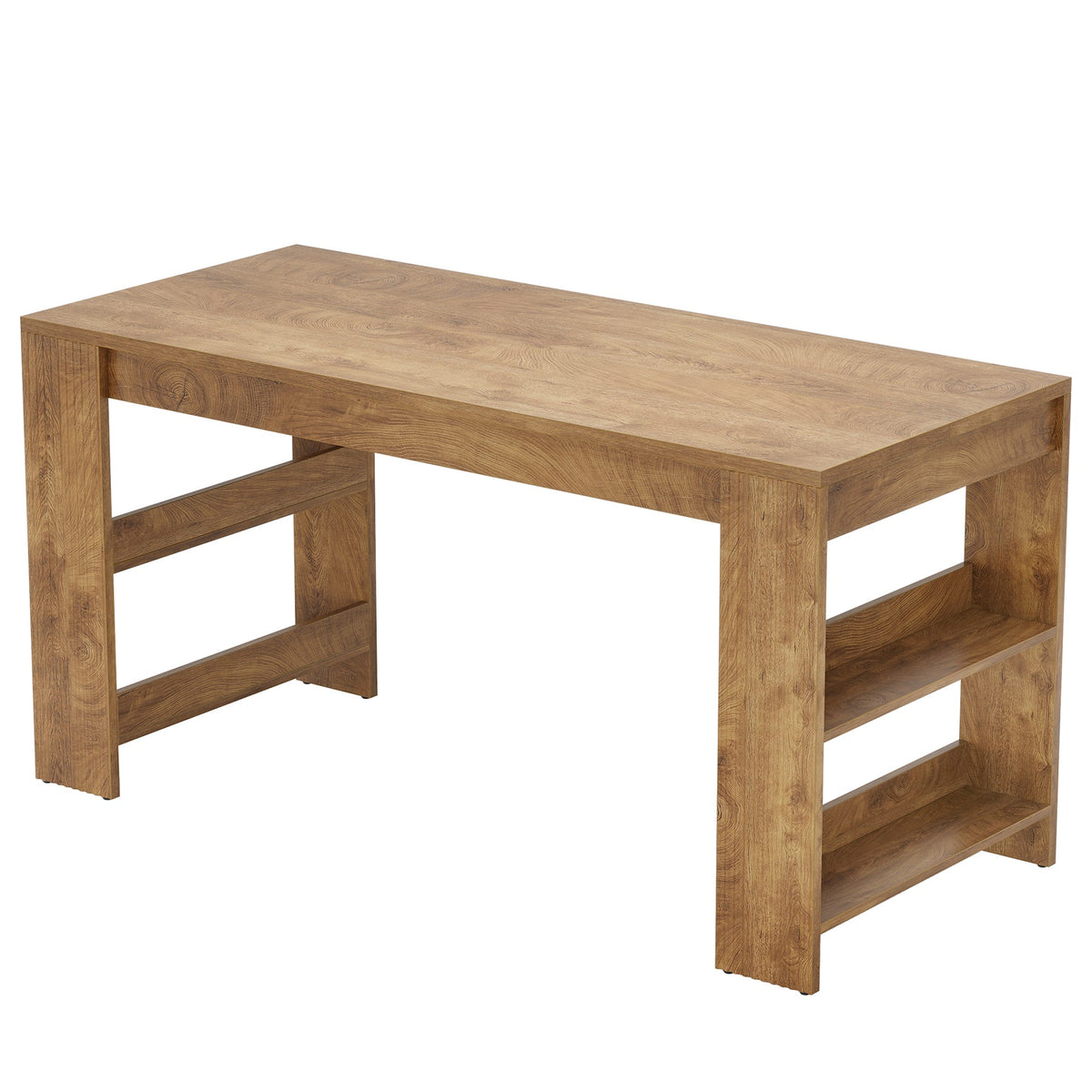 63" Kitchen Island, Large Home Bar Table with Double-Sided Storage Shelves