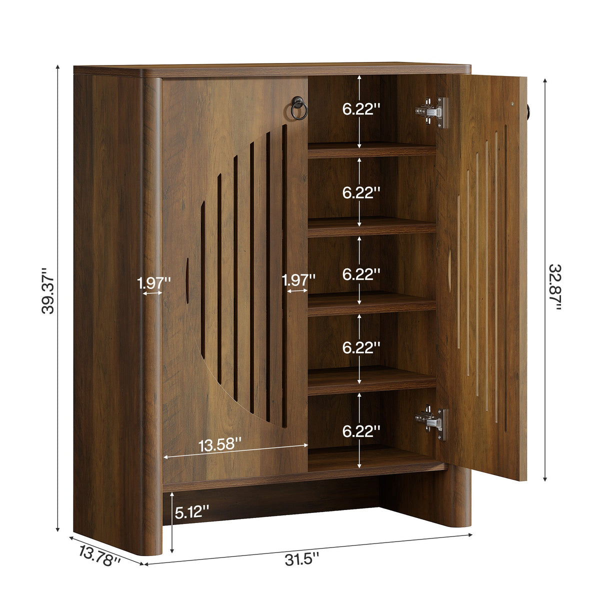 5-Tier Shoe Cabinet with Doors, Shoe Storage Organizer with Removable Shelf