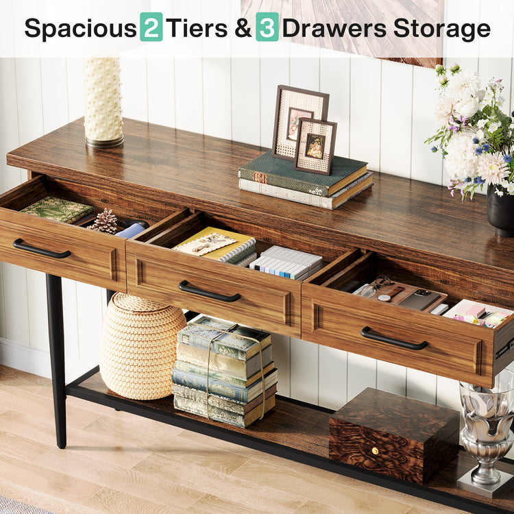 Sofa Entryway Table with 3 Drawers