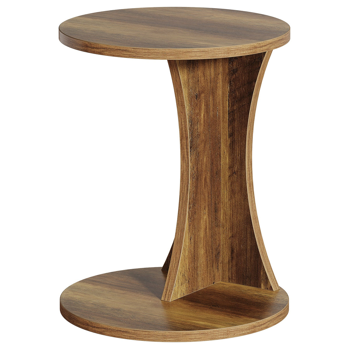 C-Shaped End Table, 2-Tier Round Side Table with Sturdy Base