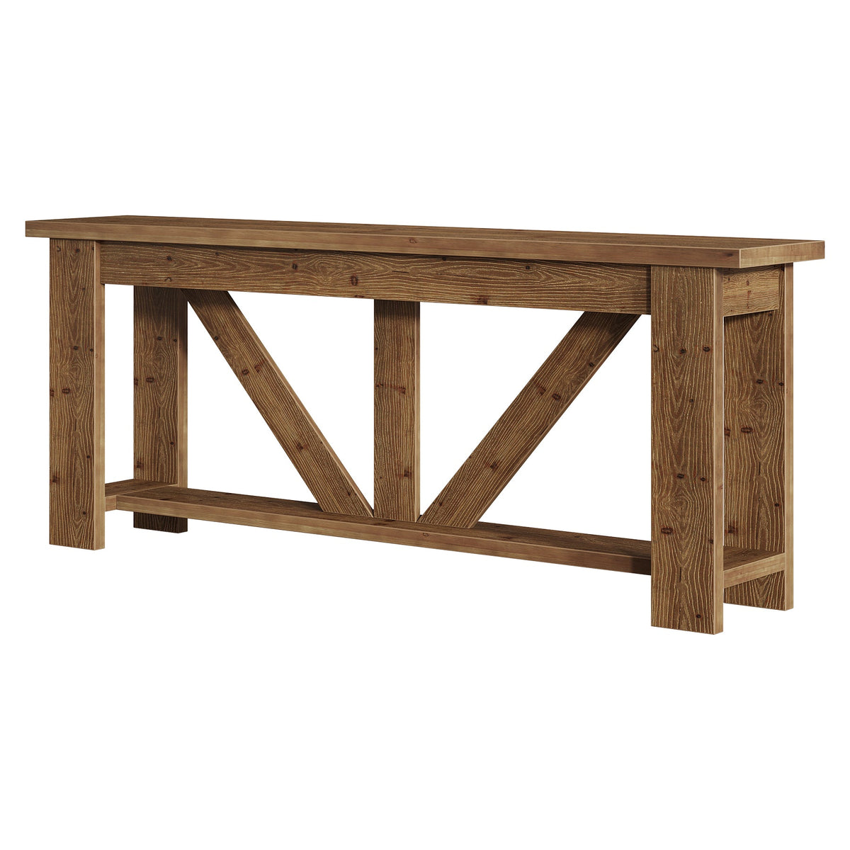 70.9" Solid Wood Console Table,  2-Tier Sofa Table Behind Couch with Storage