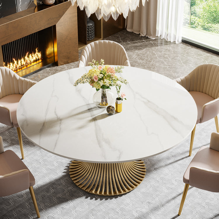 Gold Sintered Stone Round Dining Table