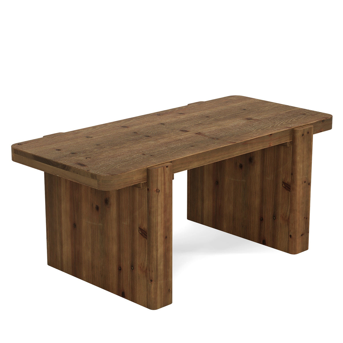 47" Solid Wood Coffee Table, Rectangular Center Table with Heavy-Duty Legs