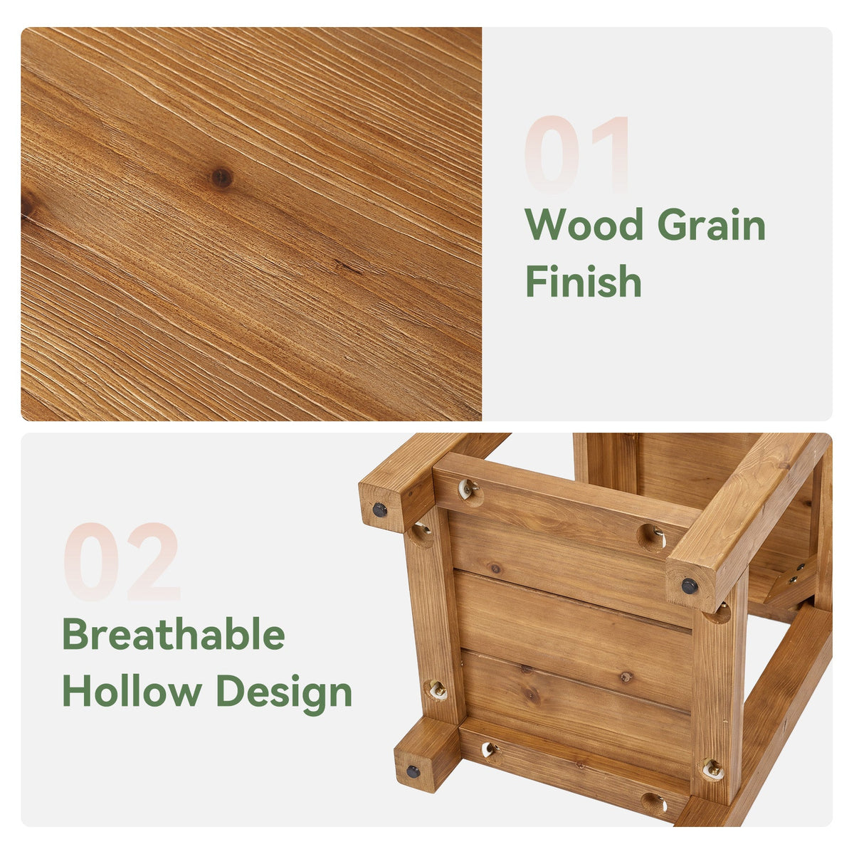 19.7" Solid Wood End Table, Square Side Table with Storage Shelves for Living Room