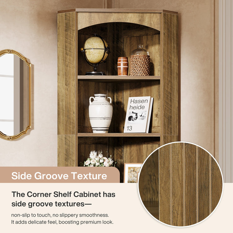 70.9" Corner Shelf, Freestanding Corner Bookcase with 6-Tier Storage Shelves