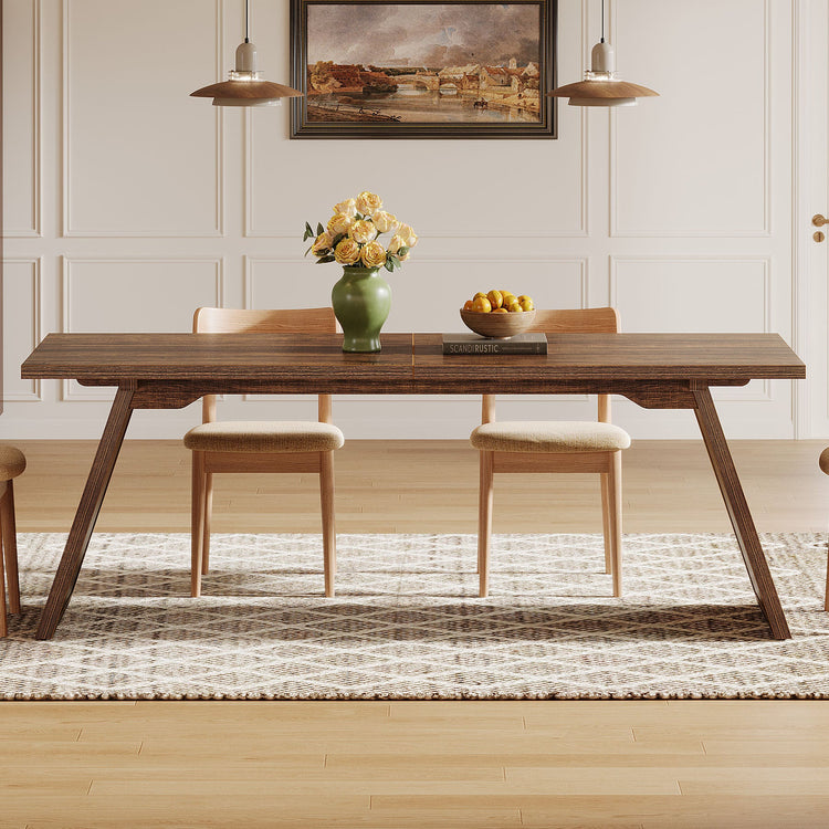 Rectangular Dining Table for 6-8 People, 70.87" Farmhouse Kitchen Table