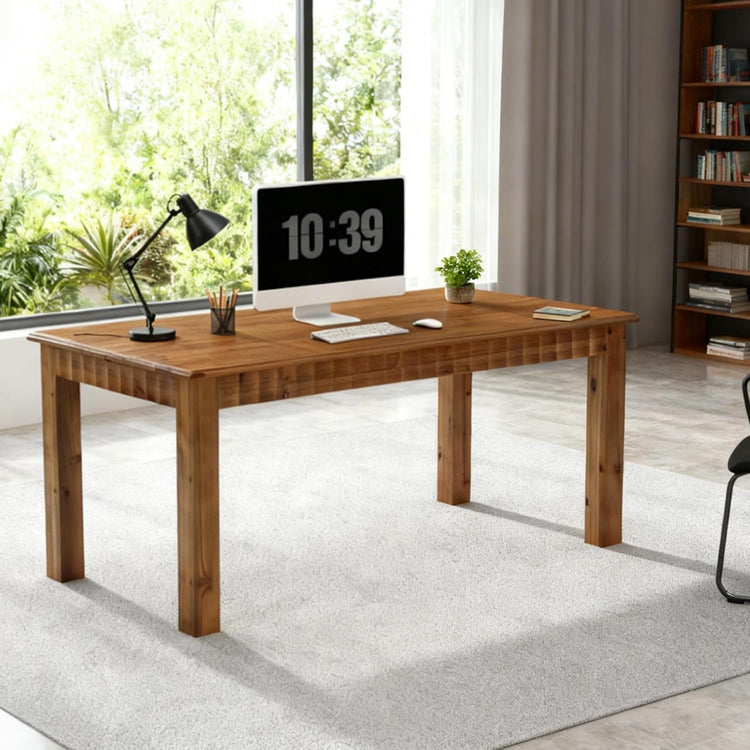 Solid Wood Computer Desk, 63" Home Office Desk with Sturdy Legs