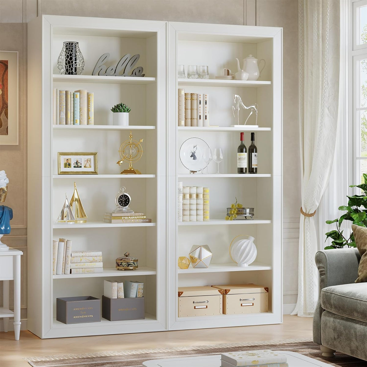 75" Bookcase, 6-Tier Modern Bookshelf Open Display Storage Shelves