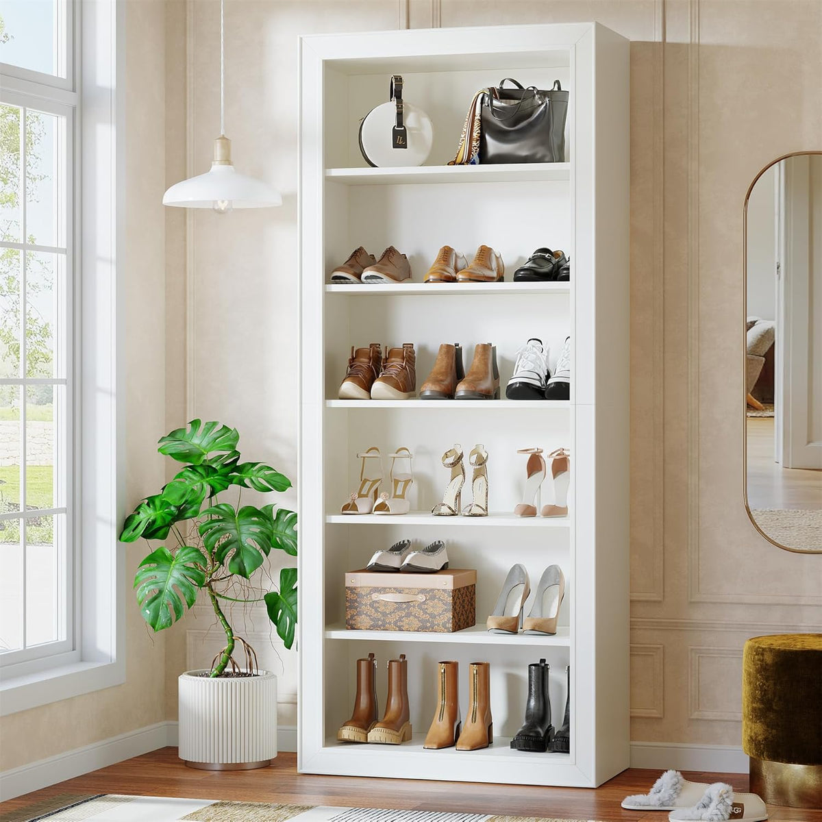 6-Tier Shoe Organizer Rack, 75" Shoe Cabinet with Open Storage for Entryway