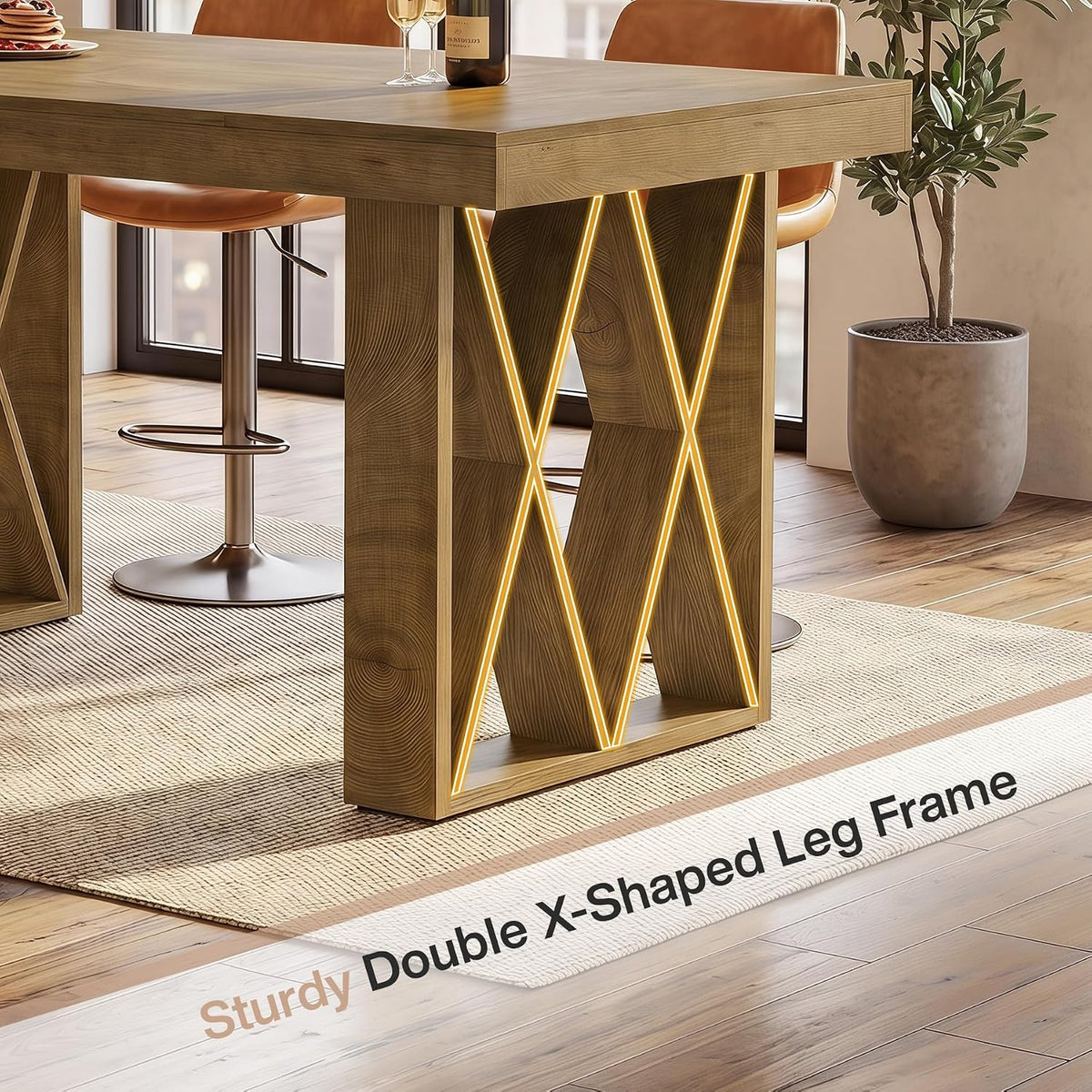 63" Rectangular Bar Table, Farmhouse Counter Height Pub Table